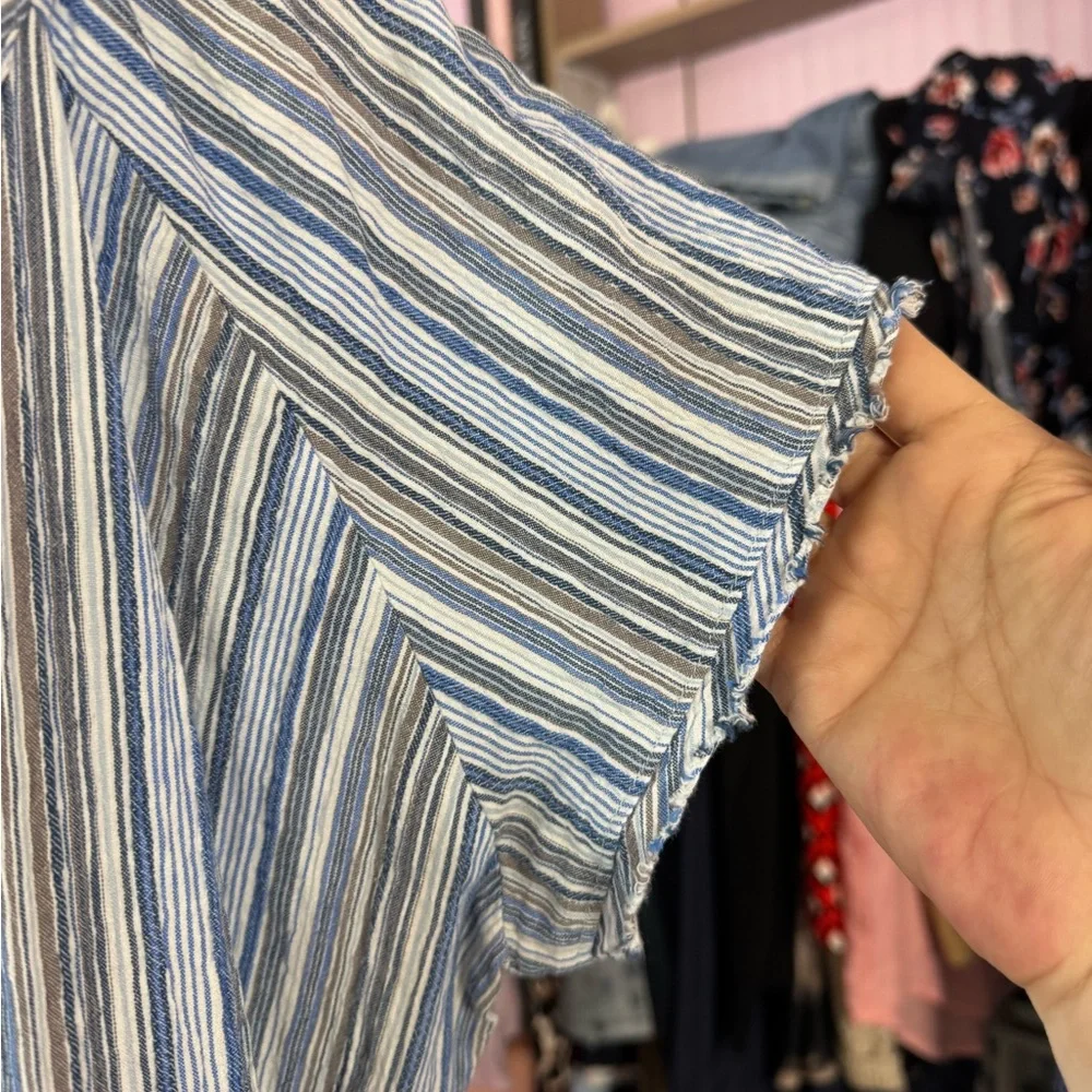 Columbia Striped Lace-Up Boho Short Sleeve Top size XL - Picture 6 of 7